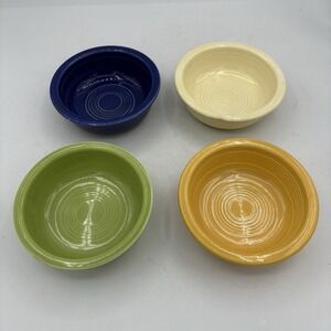 Fiesta HLC Bowls 4 3/4" Fruit Dessert Green Blue Cream Yellow Lot of 4 READ